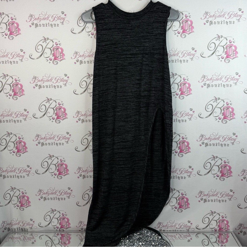 Moiety dress heathered grey long tank top or Sleeveless Black Dress asymmetrical